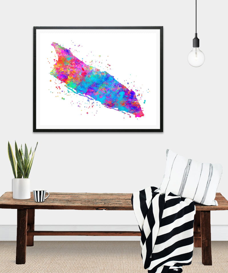 Aruba Map Watercolor Art Print - Unframed - Zuzi's