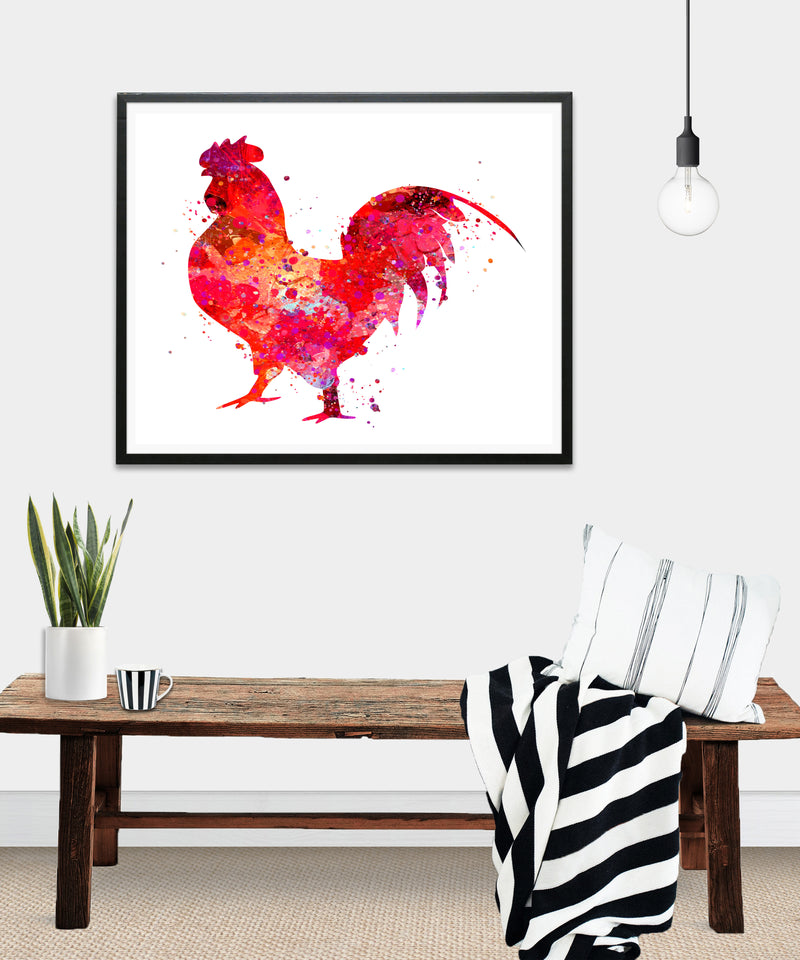 Rooster Watercolor Art Print - Unframed - Zuzi's