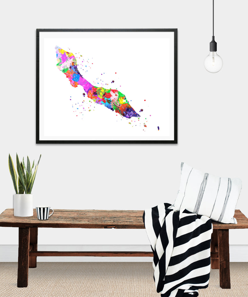 Curacao Map Art Print - Unframed - Zuzi's
