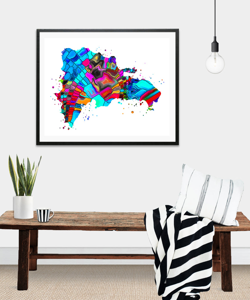 Dominican Republic Map Art Print - Unframed - Zuzi's