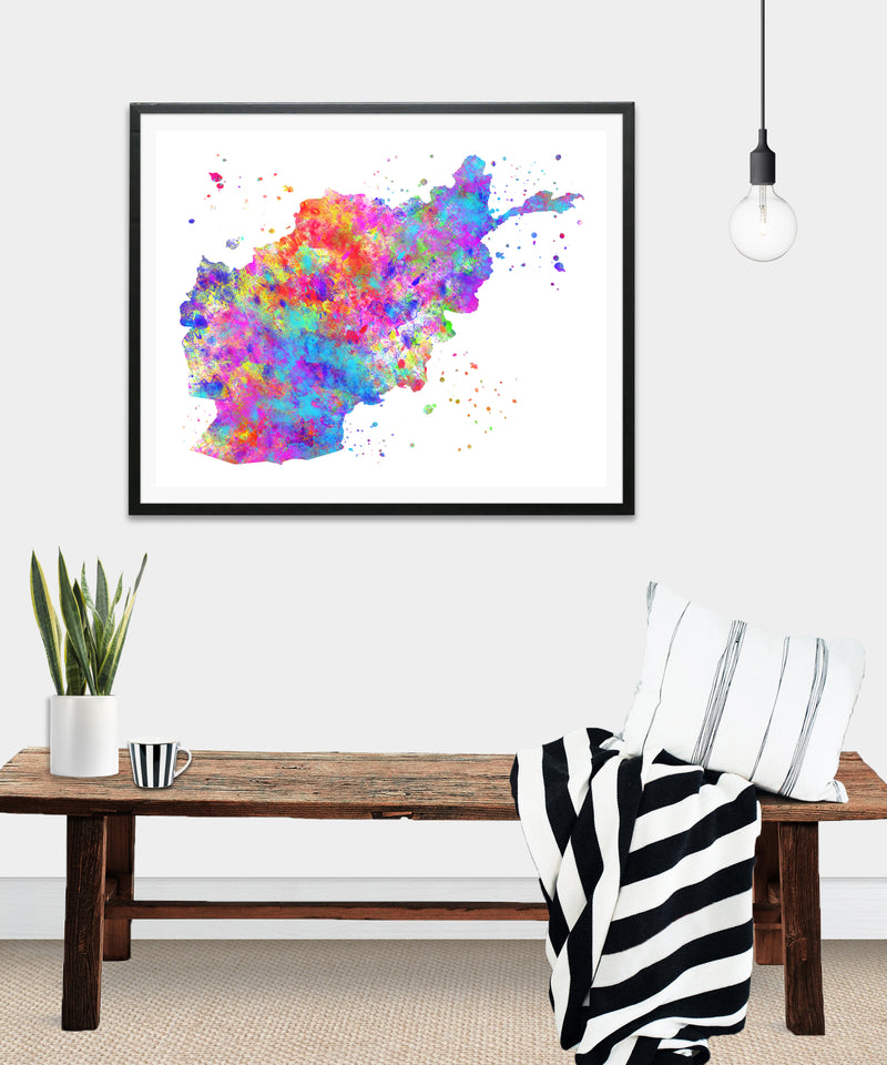 Afghanistan Map Art Print - Unframed - Zuzi's