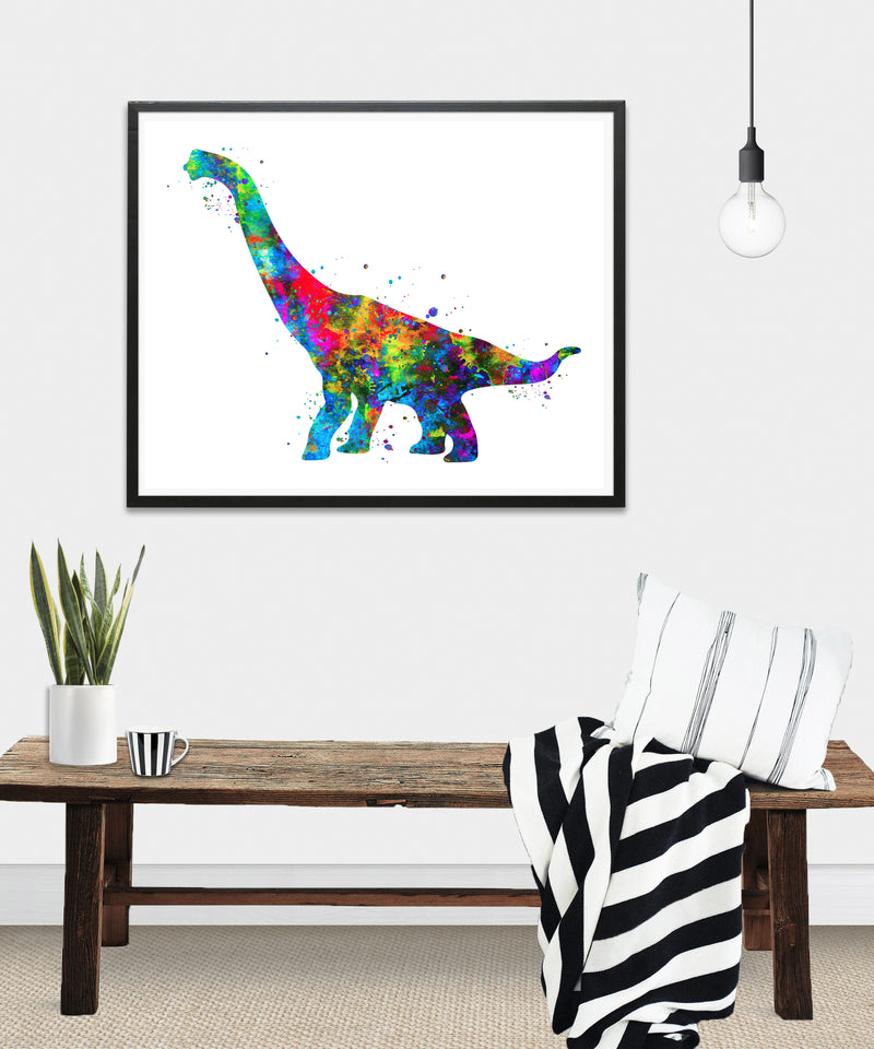 Brachiosaurus Dinosaur Watercolor  Art Print - Unframed - Zuzi's