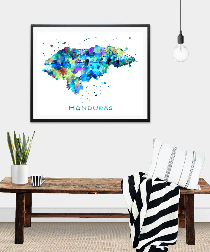 Honduras Map Art Print - Unframed - Zuzi's