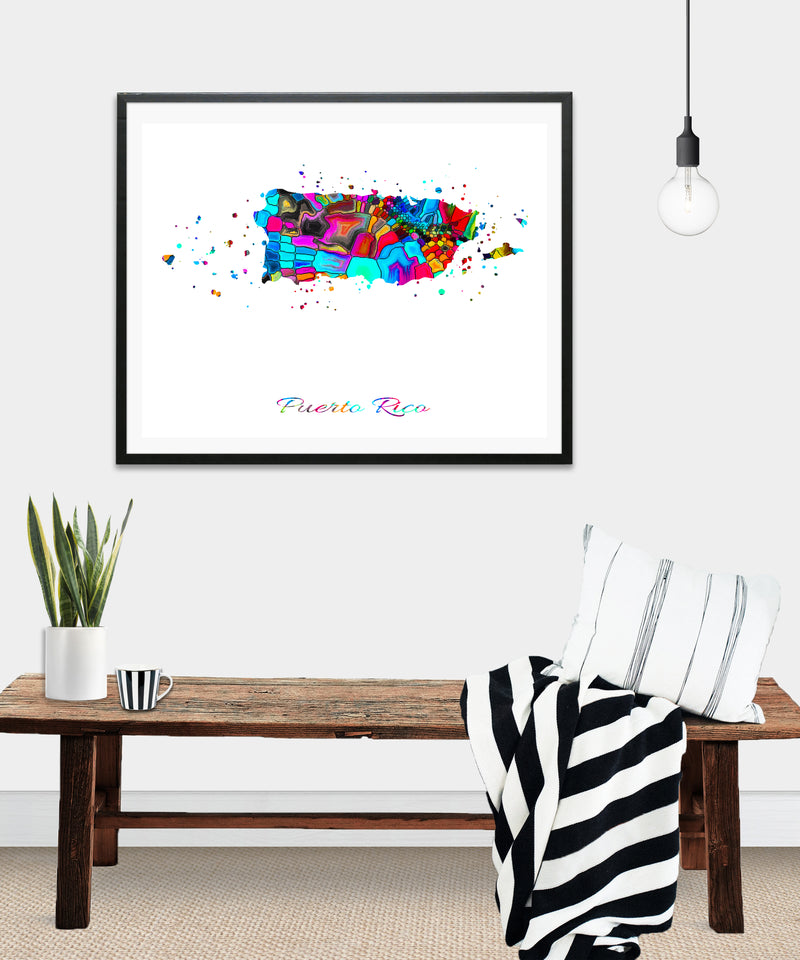 Puerto Rico Map Art Print - Unframed - Zuzi's