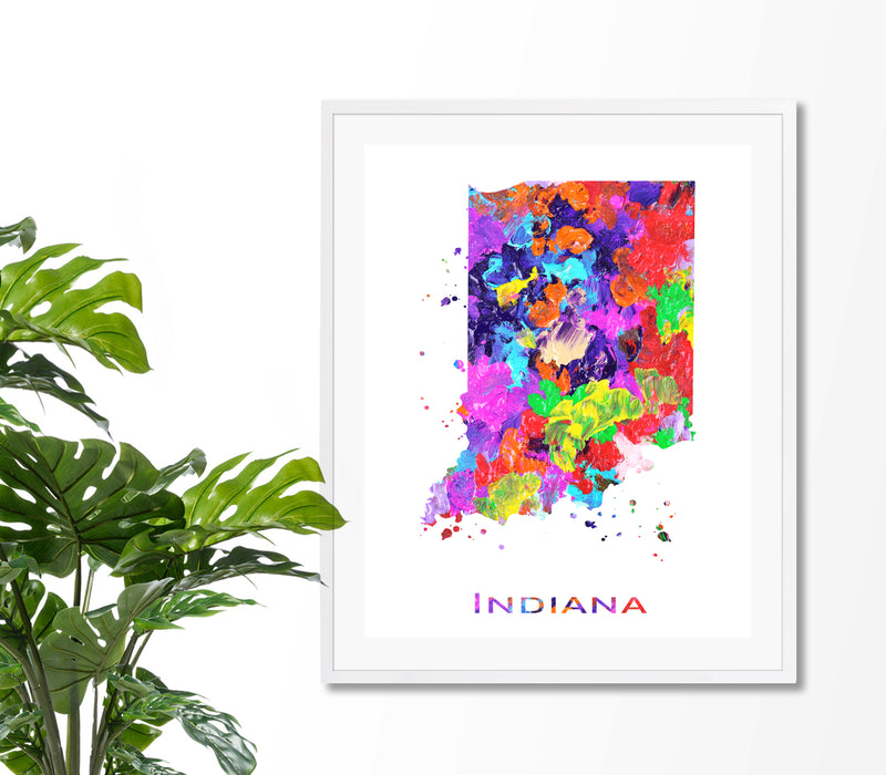 Indiana Map Art Print - Unframed - Zuzi's