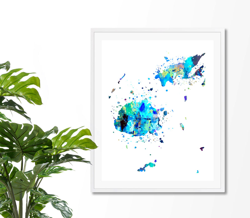 Fiji Map Art Print - Unframed - Zuzi's