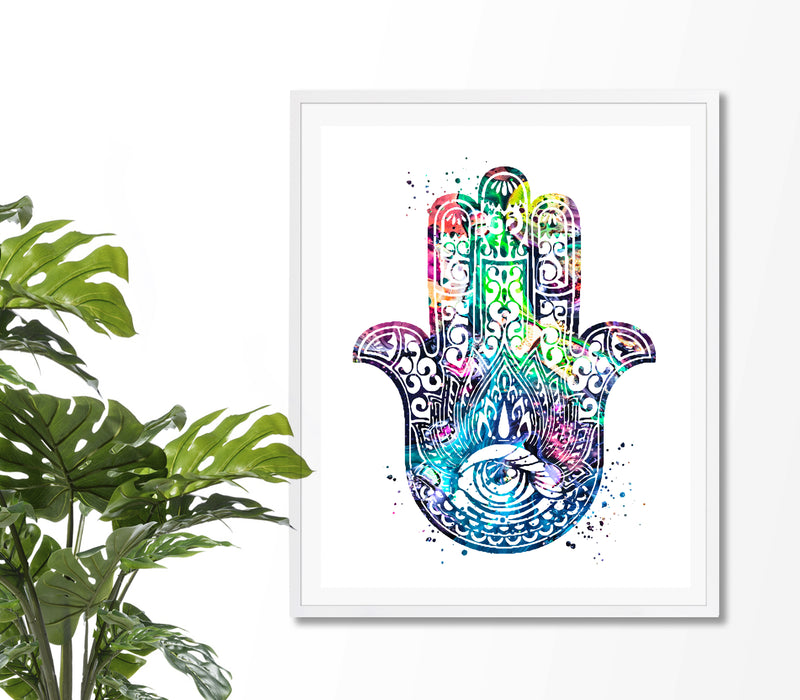 Hamsa Hand Watercolor Art Print - Unframed - Zuzi's