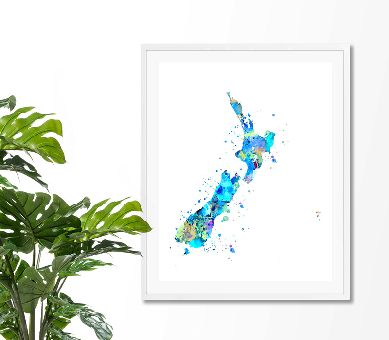 New Zealand Map Art Print - Unframed - Zuzi's