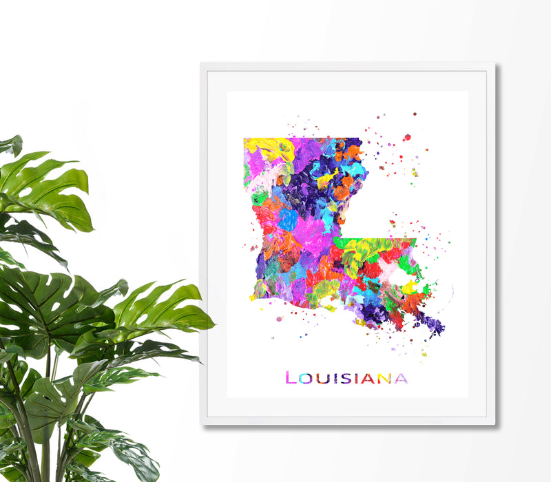Louisiana Map Art Print - Unframed - Zuzi's