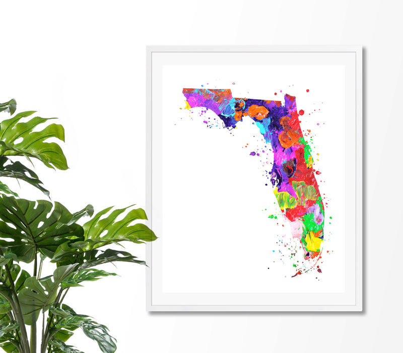 Florida Map Watercolor Art Print - Unframed - Zuzi's