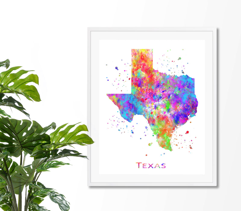 Texas Map Art Print - Unframed - Zuzi's