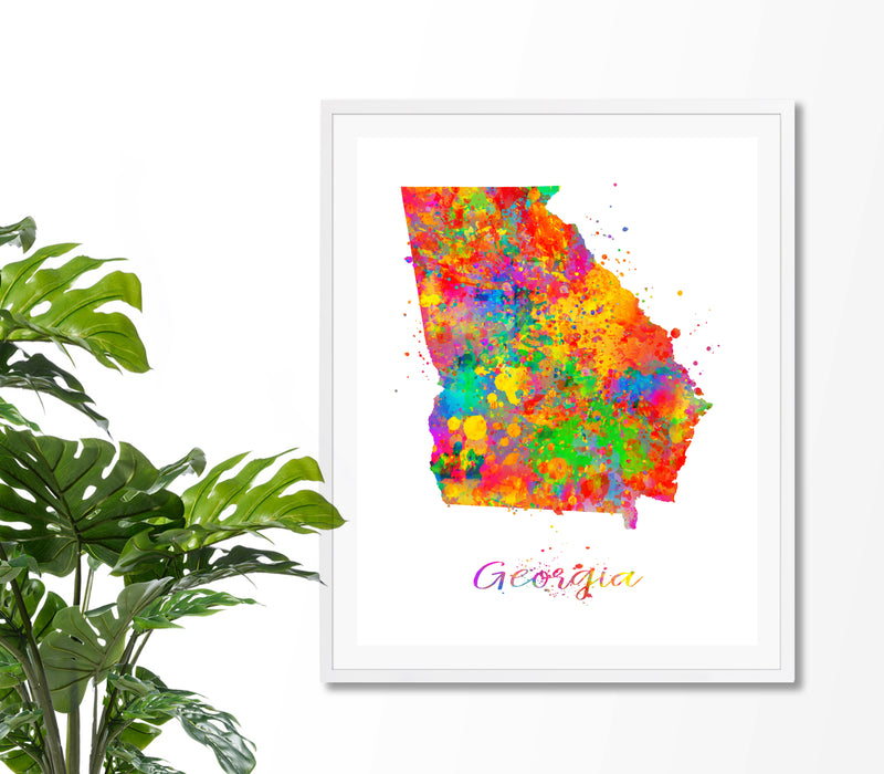 Georgia Map Watercolor Art Print - Unframed - Zuzi's