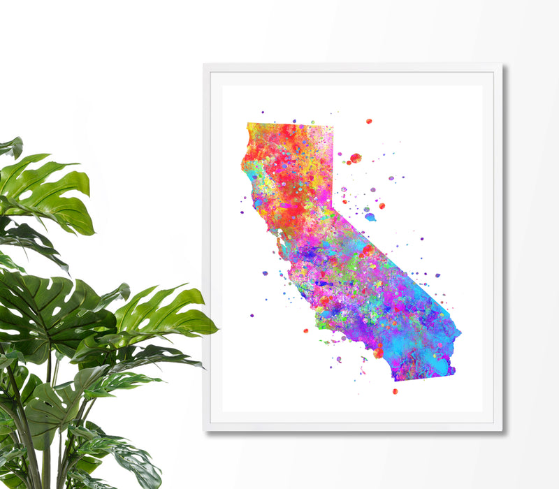 California Map Watercolor  Art Print - Unframed - Zuzi's