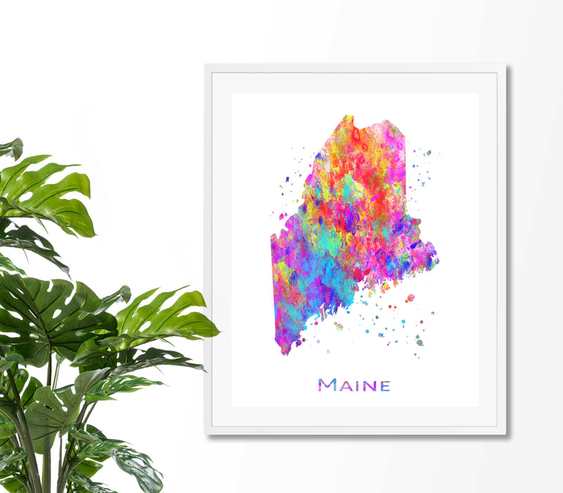 Maine Map Art Print - Unframed - Zuzi's