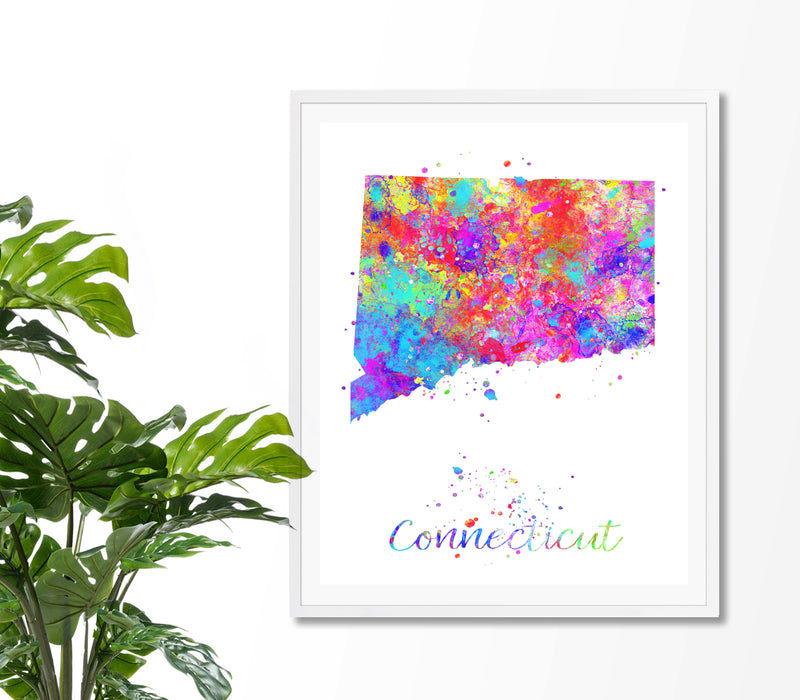Connecticut Map  Watercolor Art Print - Unframed - Zuzi's