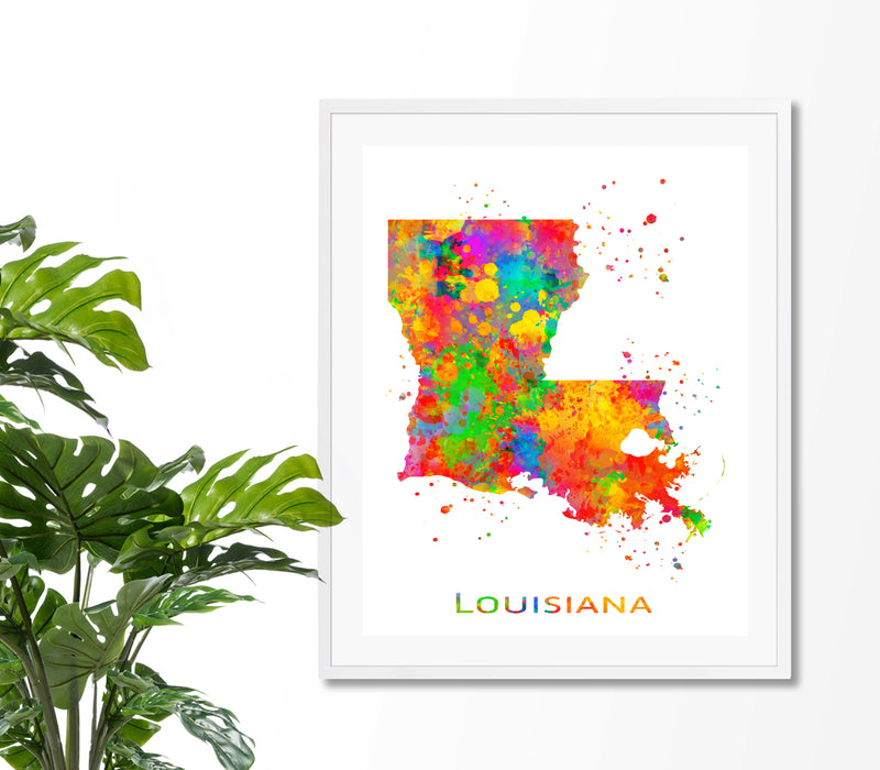 Louisiana Map Art Print - Unframed - Zuzi's
