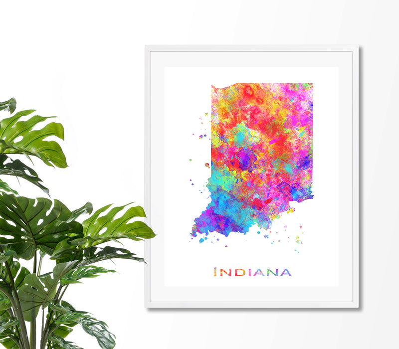 Indiana Map Art Print - Unframed - Zuzi's
