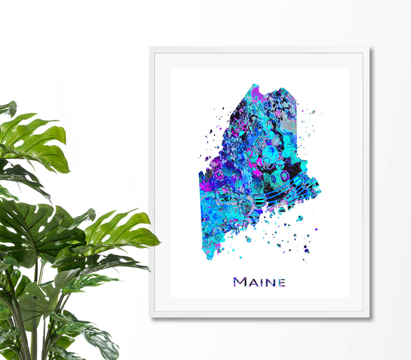 Maine Map Art Print - Unframed - Zuzi's
