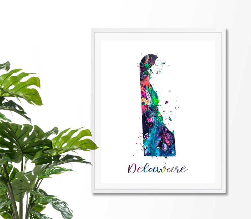 Delaware Map Watercolor Art Print - Unframed - Zuzi's