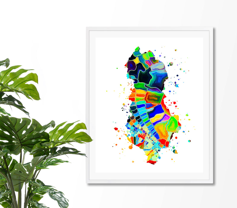 Albania Map Art Print - Unframed - Zuzi's