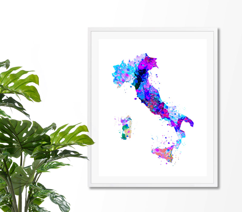 Italy Map Art Print - Unframed - Zuzi's