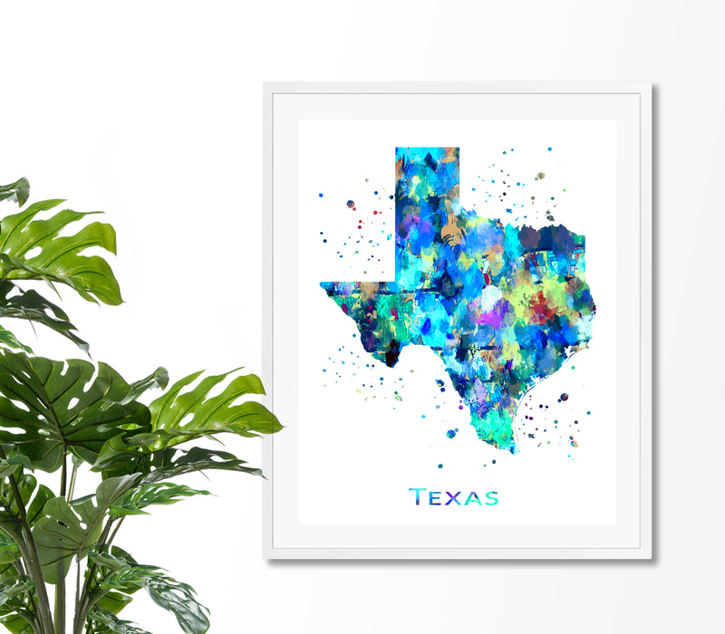 Texas Map Art Print - Unframed - Zuzi's