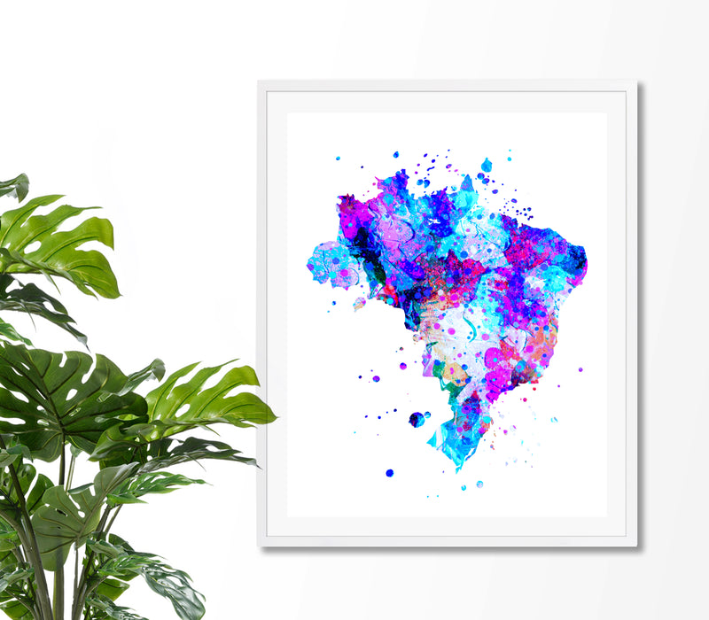 Brazil Map Art Print - Unframed - Zuzi's
