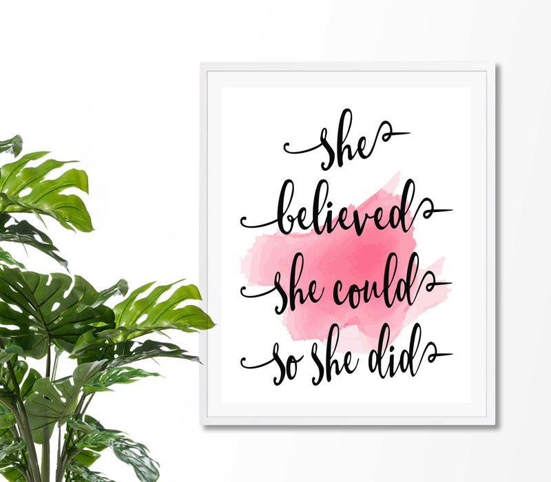 She believed she could so she did Quote Art Print - Unframed - Zuzi's