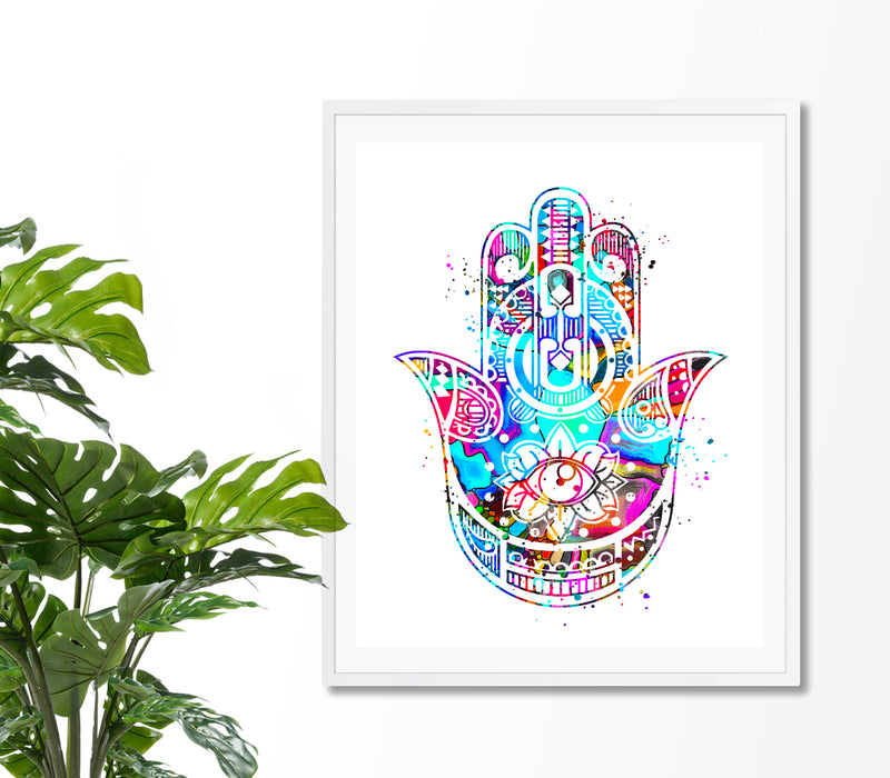 Hamsa Hand Watercolor Art Print - Unframed - Zuzi's