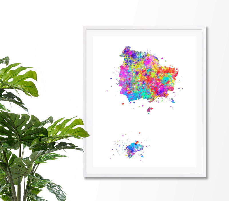 Norfolk Island Map Art Print - Unframed - Zuzi's