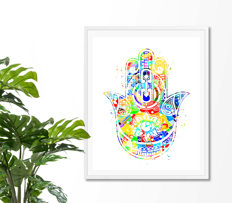 Hamsa Hand Watercolor Art Print - Unframed - Zuzi's