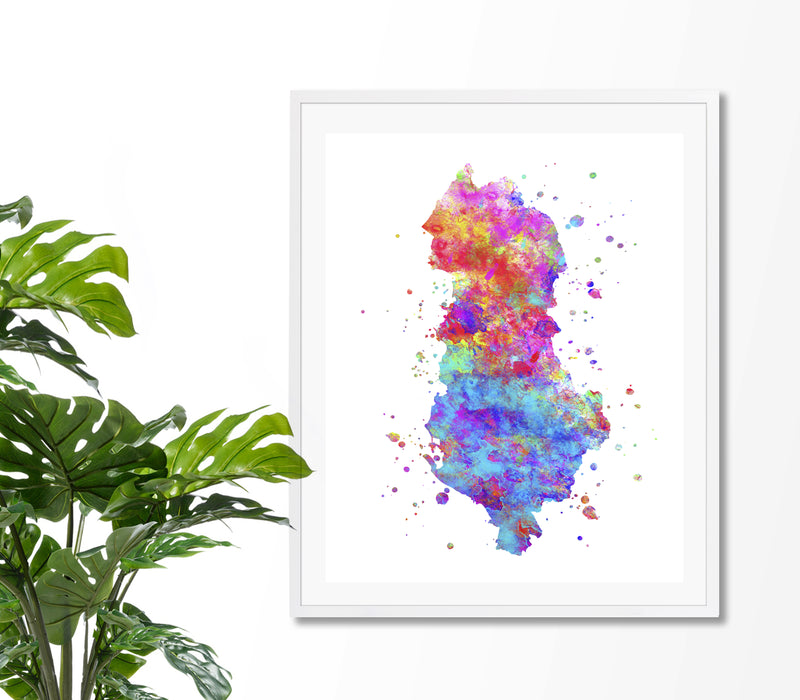 Albania Map Art Print - Unframed - Zuzi's