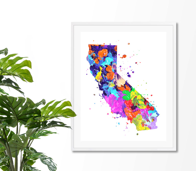 California Map Watercolor  Art Print - Unframed - Zuzi's