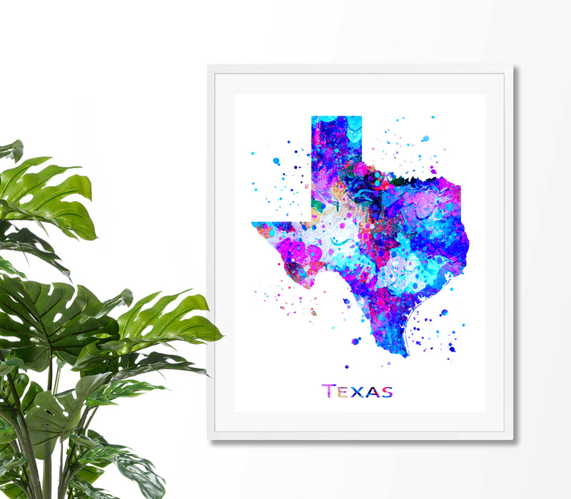 Texas Map Art Print - Unframed - Zuzi's