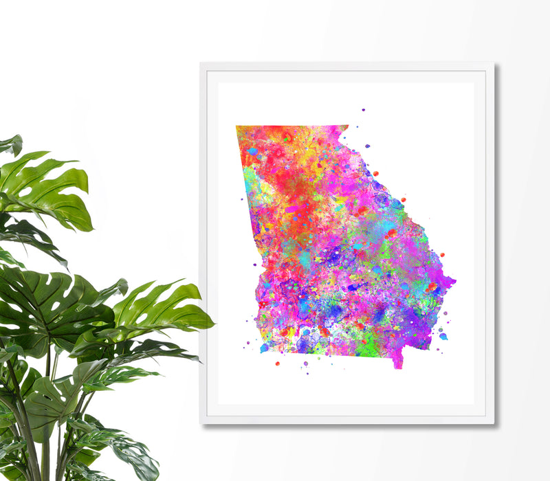 Georgia Map Watercolor Art Print - Unframed - Zuzi's