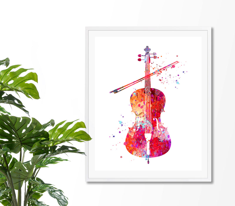 Cello Watercolor Art Print - Unframed - Zuzi's