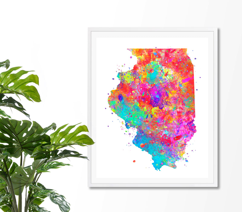 Illinois Map Watercolor Art Print - Unframed - Zuzi's