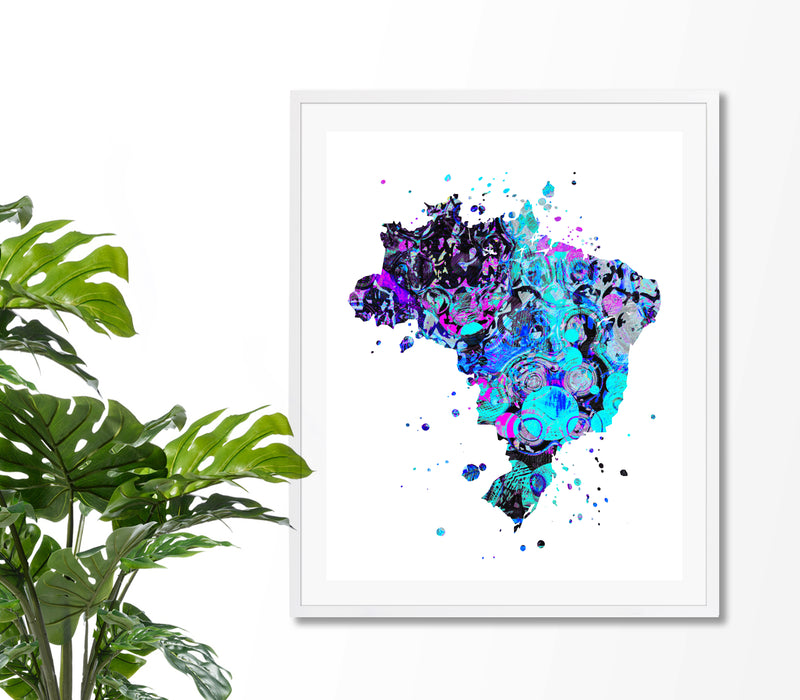 Brazil Map Art Print - Unframed - Zuzi's