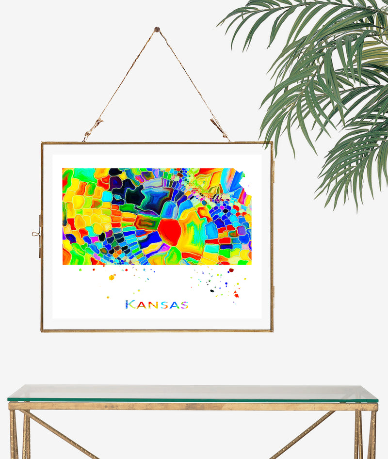 Kansas Map Art Print - Unframed - Zuzi's