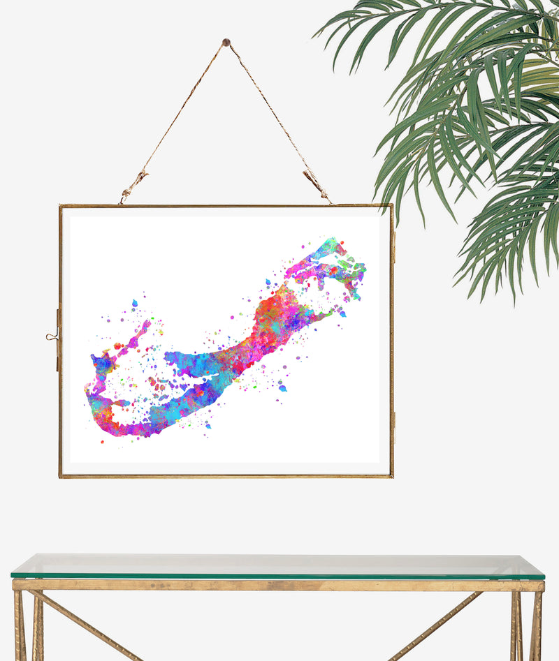 Bermuda Map Art Print - Unframed - Zuzi's