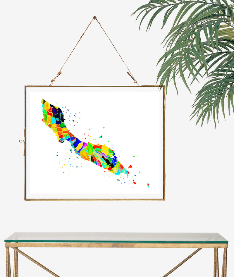 Curacao Map Art Print - Unframed - Zuzi's