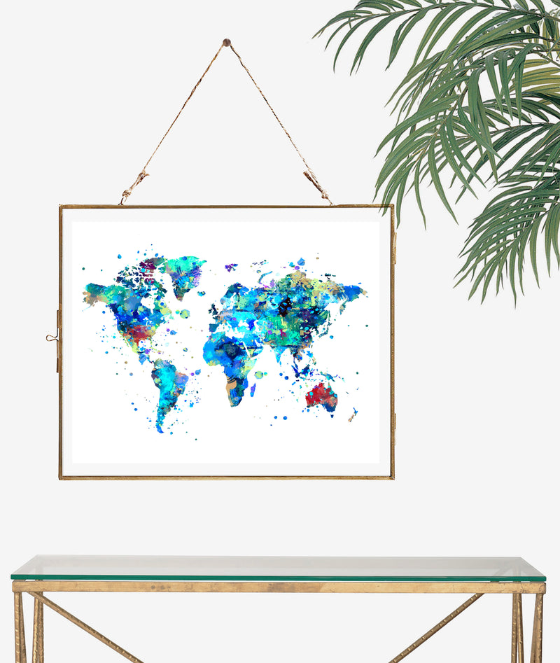 World Map Watercolor Art Print - Unframed - Zuzi's