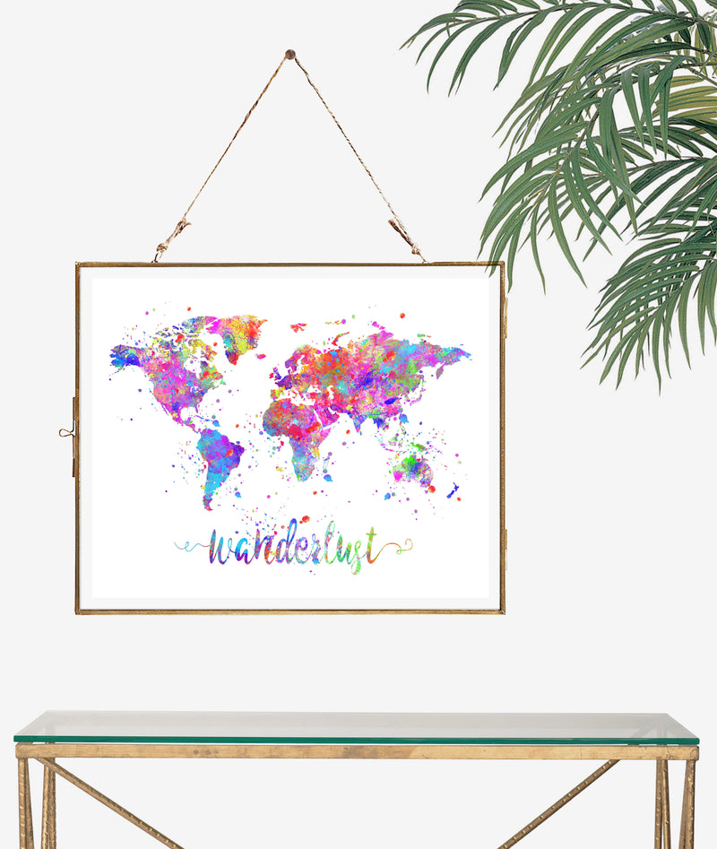 Wanderlust World Map Watercolor Art Print - Unframed - Zuzi's