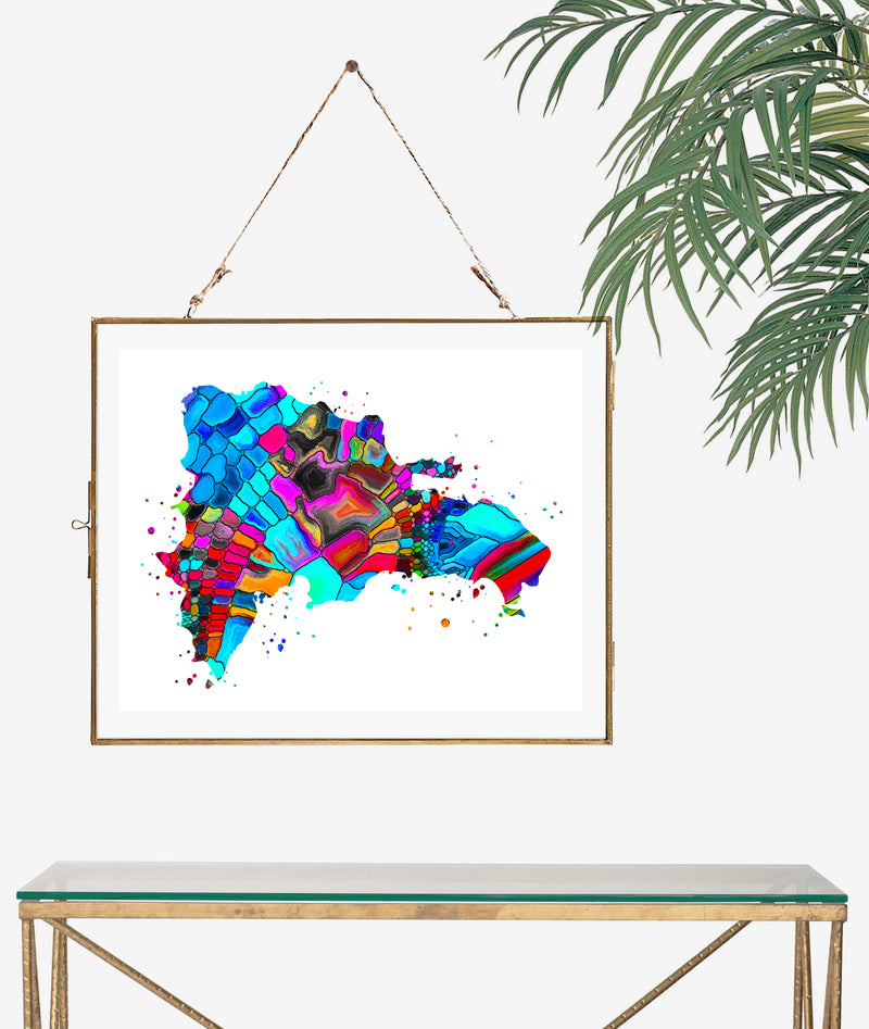 Dominican Republic Map Art Print - Unframed - Zuzi's