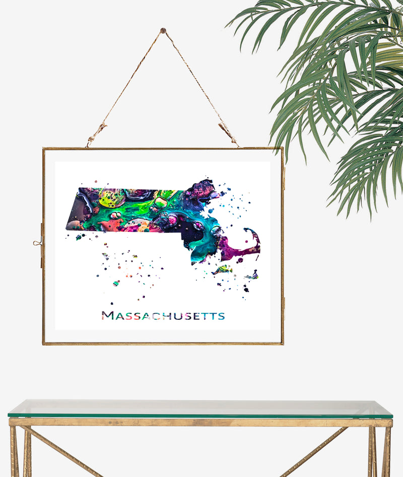 Massachusetts Map Art Print - Unframed - Zuzi's