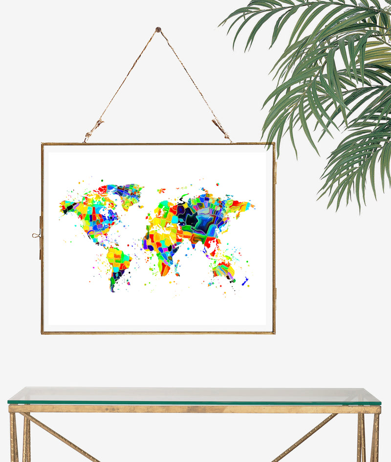 World Map Watercolor Art Print - Unframed - Zuzi's