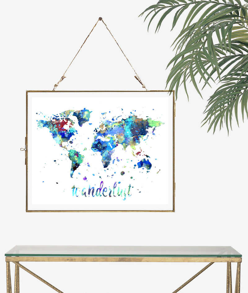 Wanderlust World Map Watercolor Art Print - Unframed - Zuzi's