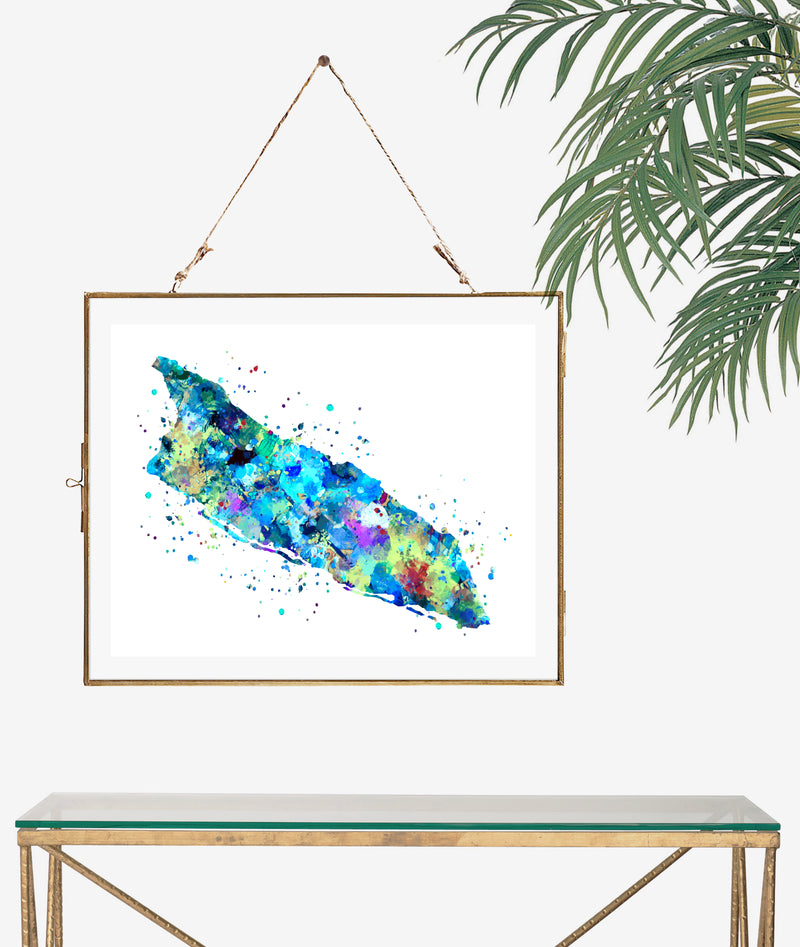 Aruba Map Watercolor Art Print - Unframed - Zuzi's