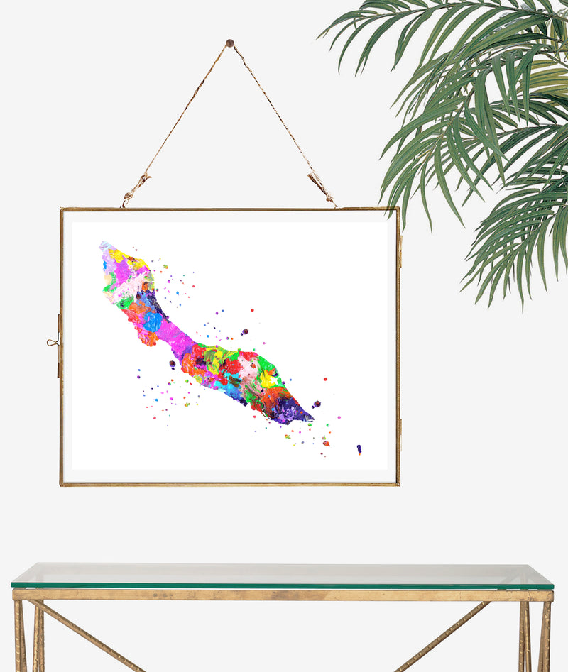 Curacao Map Art Print - Unframed - Zuzi's