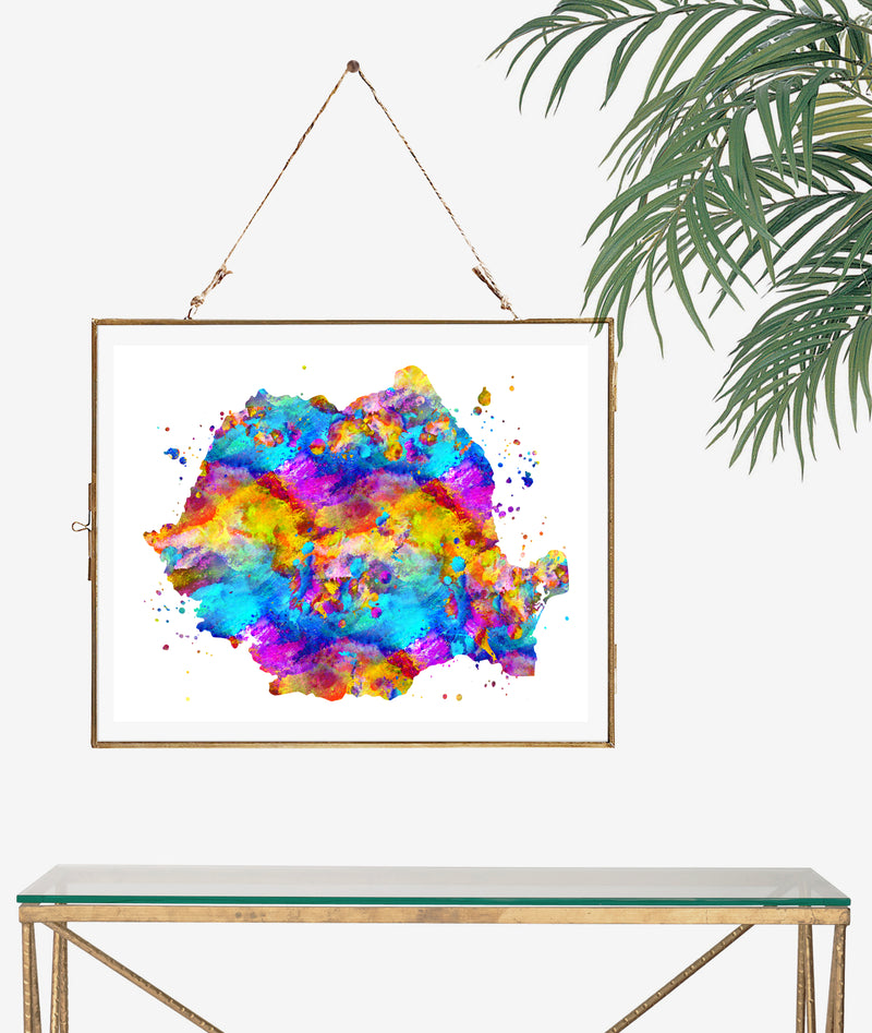 Romania Map Art Print - Unframed - Zuzi's